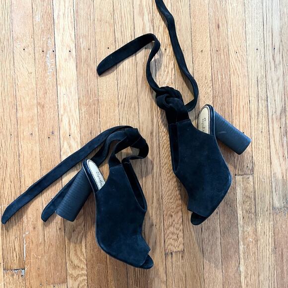 Splendid navarro suede heel black chunky heel lace up - Picture 2 of 7